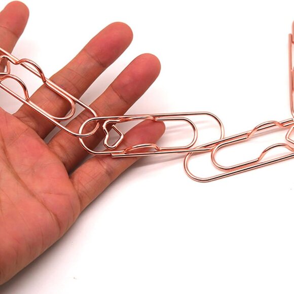 12-Pack Pen Holder Clips for Notebook, Cute Heart Paper Clips,Rose Gold Office S - Picture 5 of 7